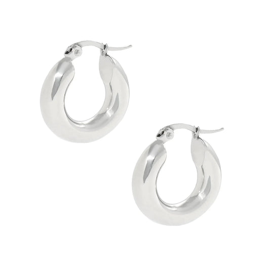 LUCY SMALL CHUNKY SILVER HOOP EARRINGS