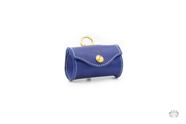 Ocean Blue Leather Poop Bag Holder