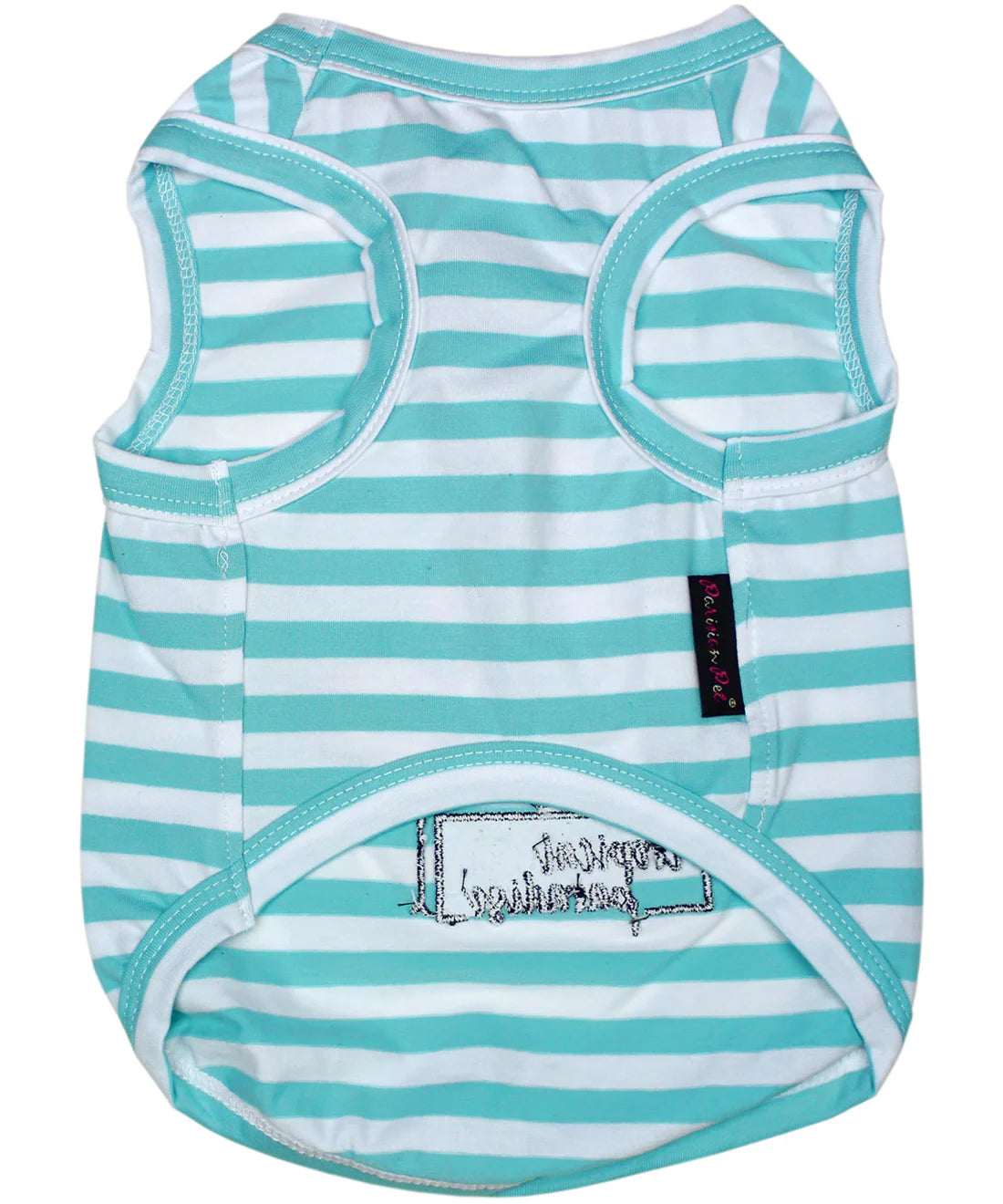 Parisian Pet 'Flamingos' Dog Shirt – Lightweight & Breathable Summer Outfit for Small Dogs & Cats, Light Blue and White Stripes