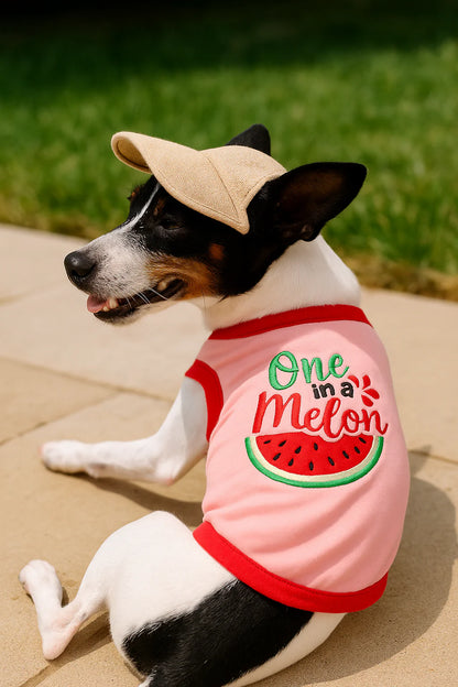 Parisian Pet 'One in a Melon' Dog Shirt – Fun Summer Pet T-Shirt for Dogs & Cats, Pink