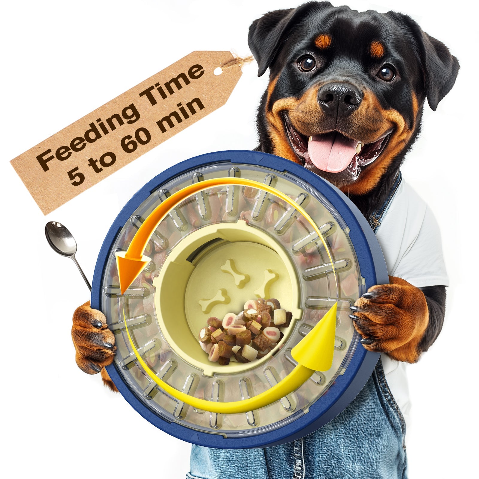 KADTC U.S. Brand & Design Large Size & Capacity Spinning Dog Puzzle Feeder - Food Dispensing Slow Puzzles Bowl For Dogs Feeding Time From 5-60 min Puppy Treat Dispenser Toys Christmas & New Year Gift