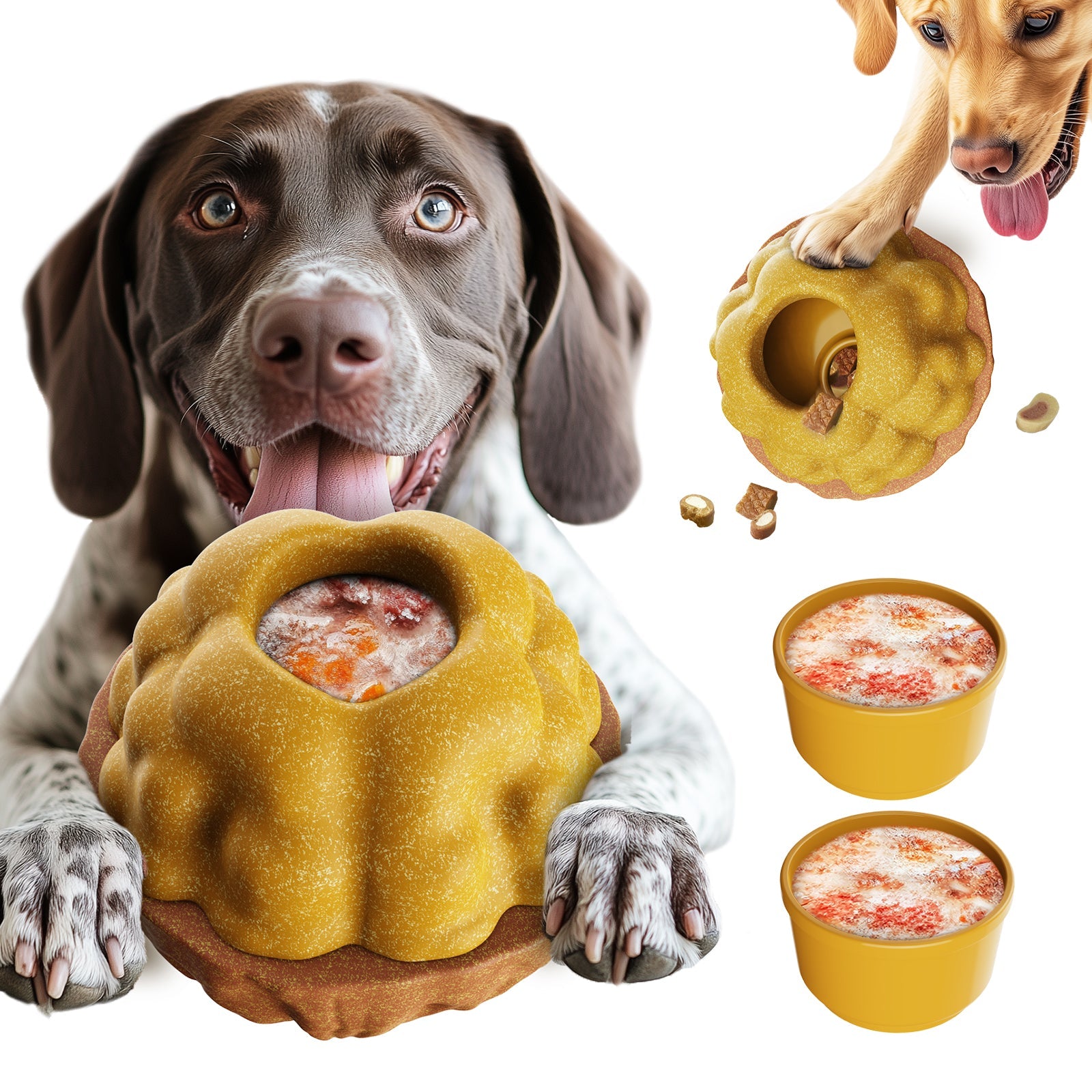 KADTC All in ONE 3 in 1 Durable Dog Fillable Toy & Frozen Lick Treat Tray Freeze Ball & Food Dispensing Balls Peanut Butter Filler Enrichment Cup Indestructible Dogs Chew Toys Christmas New Year Gift