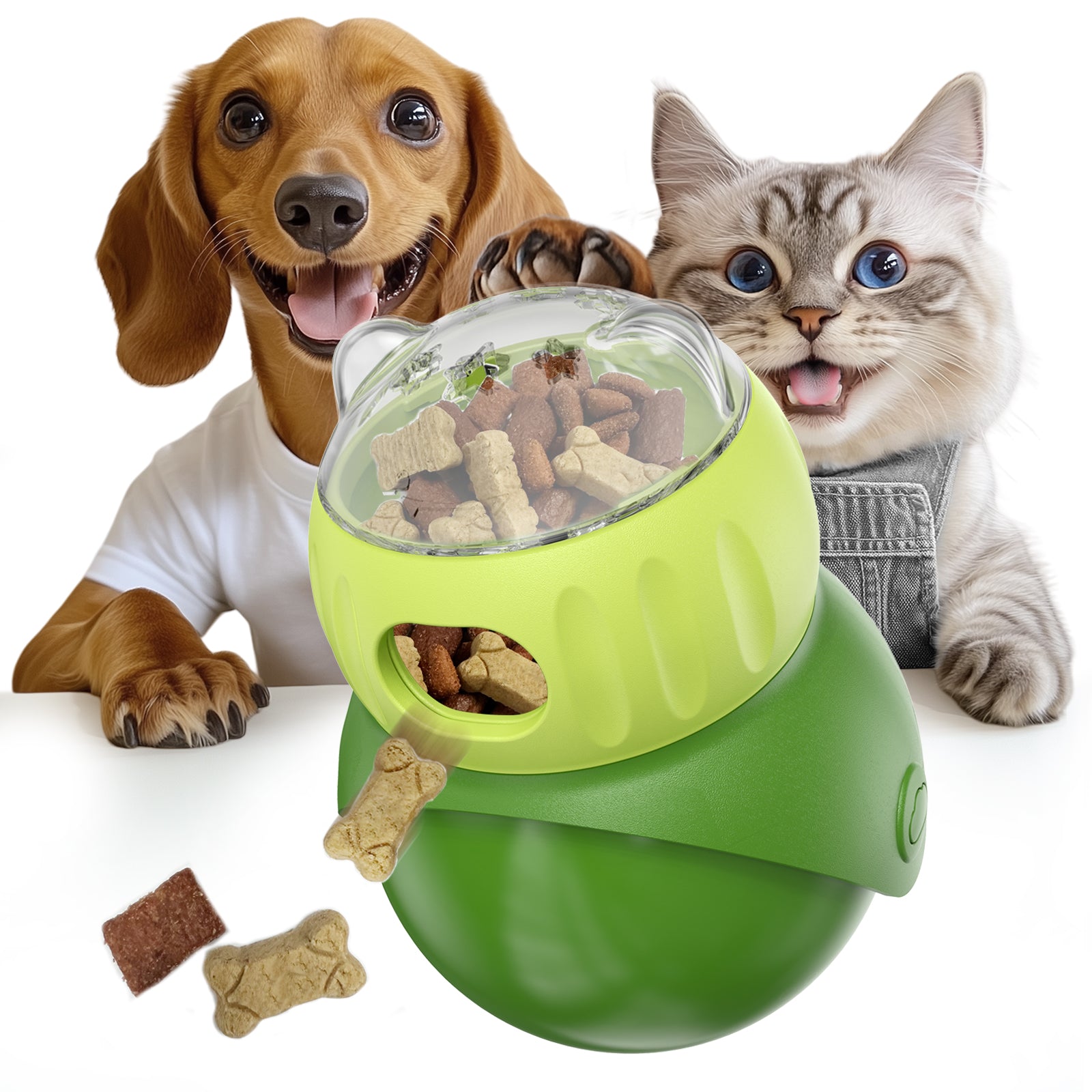 KADTC U.S. Brand & Design Dog and Cat Enrichment Toy for Indoor Cats/Small/Toy-Dogs/Kitten Treat Dispensing Ball Wobble Food Dispenser Kitty Interactive Stimulating Toys Christmas & New Year Gift