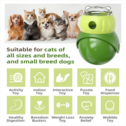 KADTC U.S. Brand & Design Dog and Cat Enrichment Toy for Indoor Cats/Small/Toy-Dogs/Kitten Treat Dispensing Ball Wobble Food Dispenser Kitty Interactive Stimulating Toys Christmas & New Year Gift