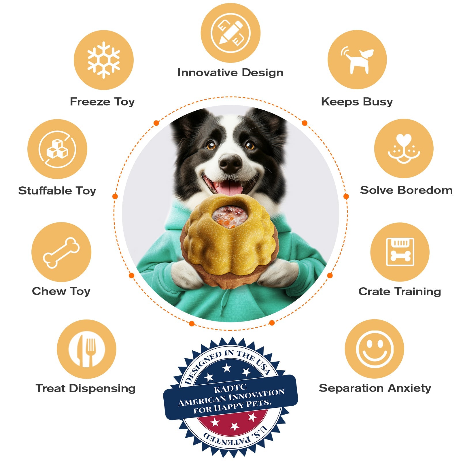 KADTC All in ONE 3 in 1 Durable Dog Fillable Toy & Frozen Lick Treat Tray Freeze Ball & Food Dispensing Balls Peanut Butter Filler Enrichment Cup Indestructible Dogs Chew Toys Christmas New Year Gift