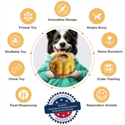 KADTC All in ONE 3 in 1 Durable Dog Fillable Toy & Frozen Lick Treat Tray Freeze Ball & Food Dispensing Balls Peanut Butter Filler Enrichment Cup Indestructible Dogs Chew Toys Christmas New Year Gift