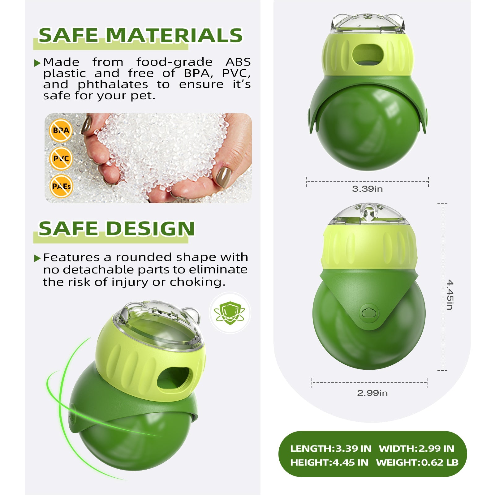 KADTC U.S. Brand & Design Dog and Cat Enrichment Toy for Indoor Cats/Small/Toy-Dogs/Kitten Treat Dispensing Ball Wobble Food Dispenser Kitty Interactive Stimulating Toys Christmas & New Year Gift