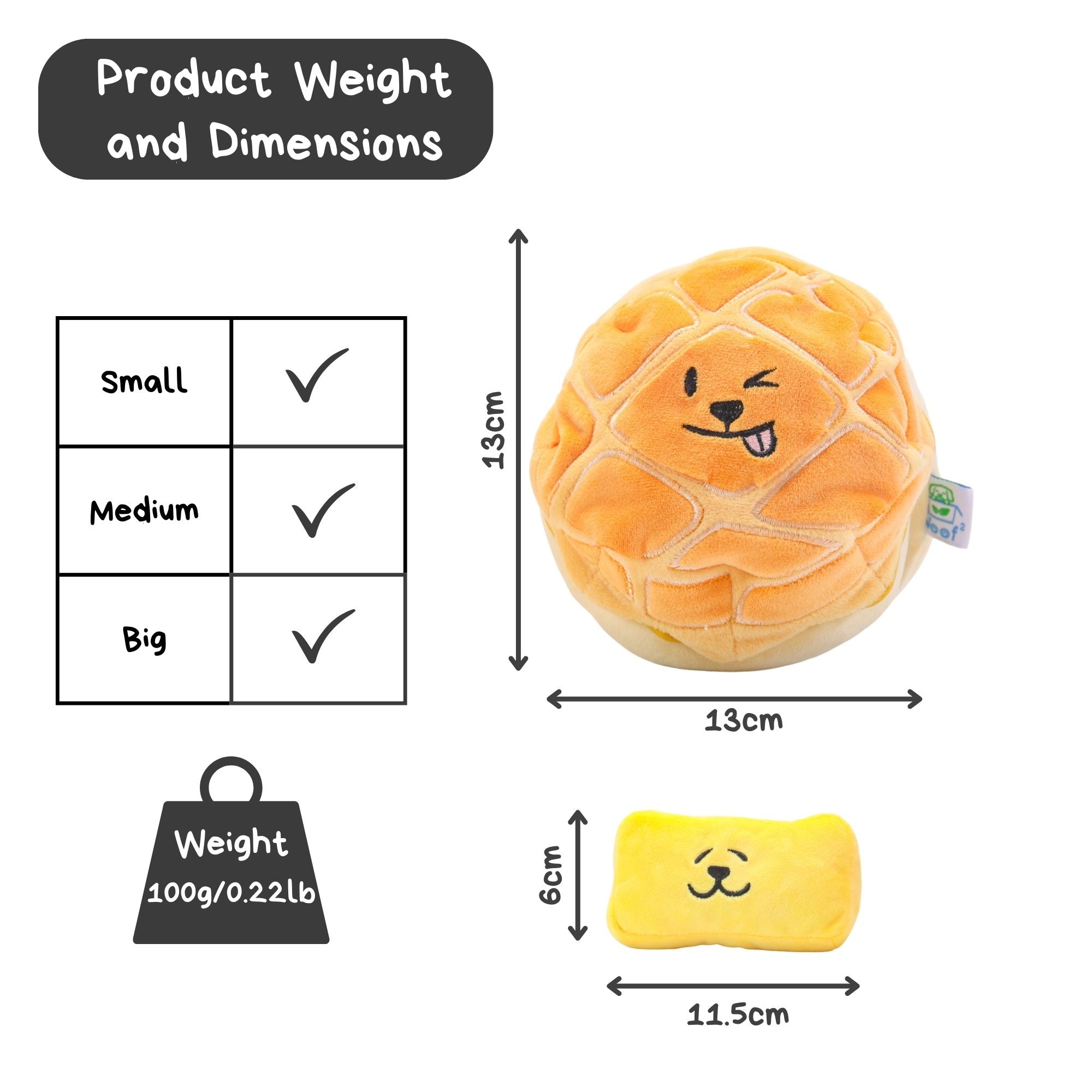 Woof² Buttered Pineapple Bun 2-in-1 Pet Toy