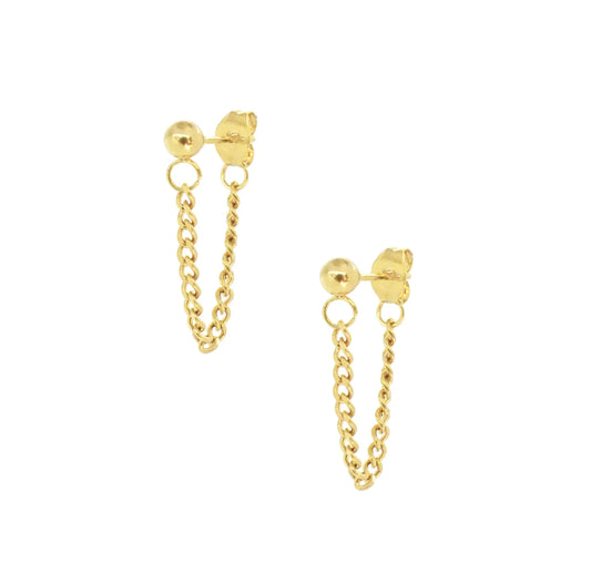 RYLIE DAINTY GOLD LOOP CHAIN EARRINGS