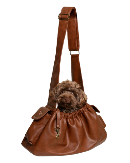 Vegan Leather Pet sling Carrier, Ruffle Style