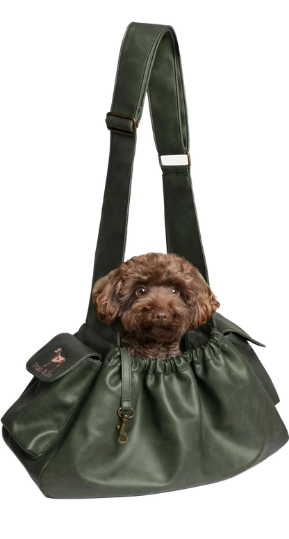 Vegan Leather Pet sling Carrier, Ruffle Style