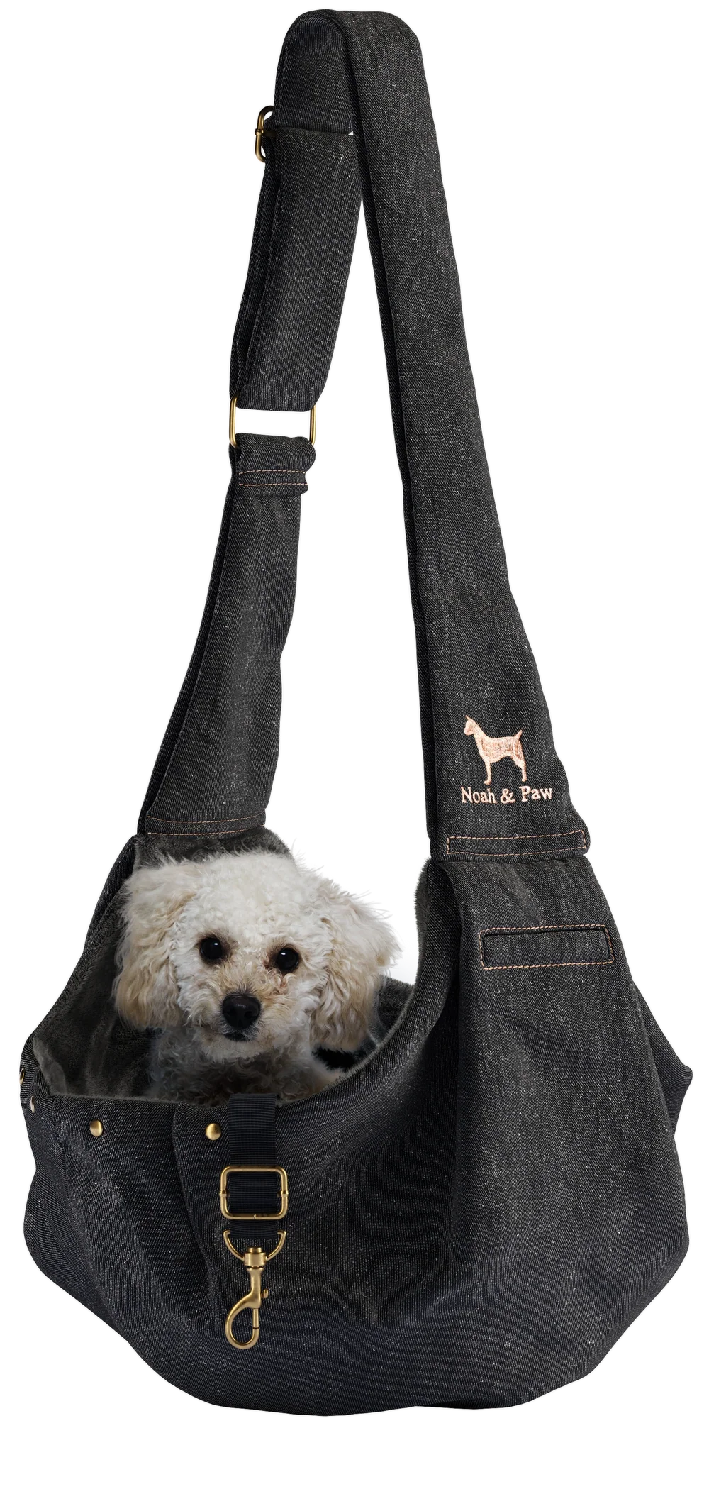 Premium Denim Pet sling Carrier, Snap Style, Black