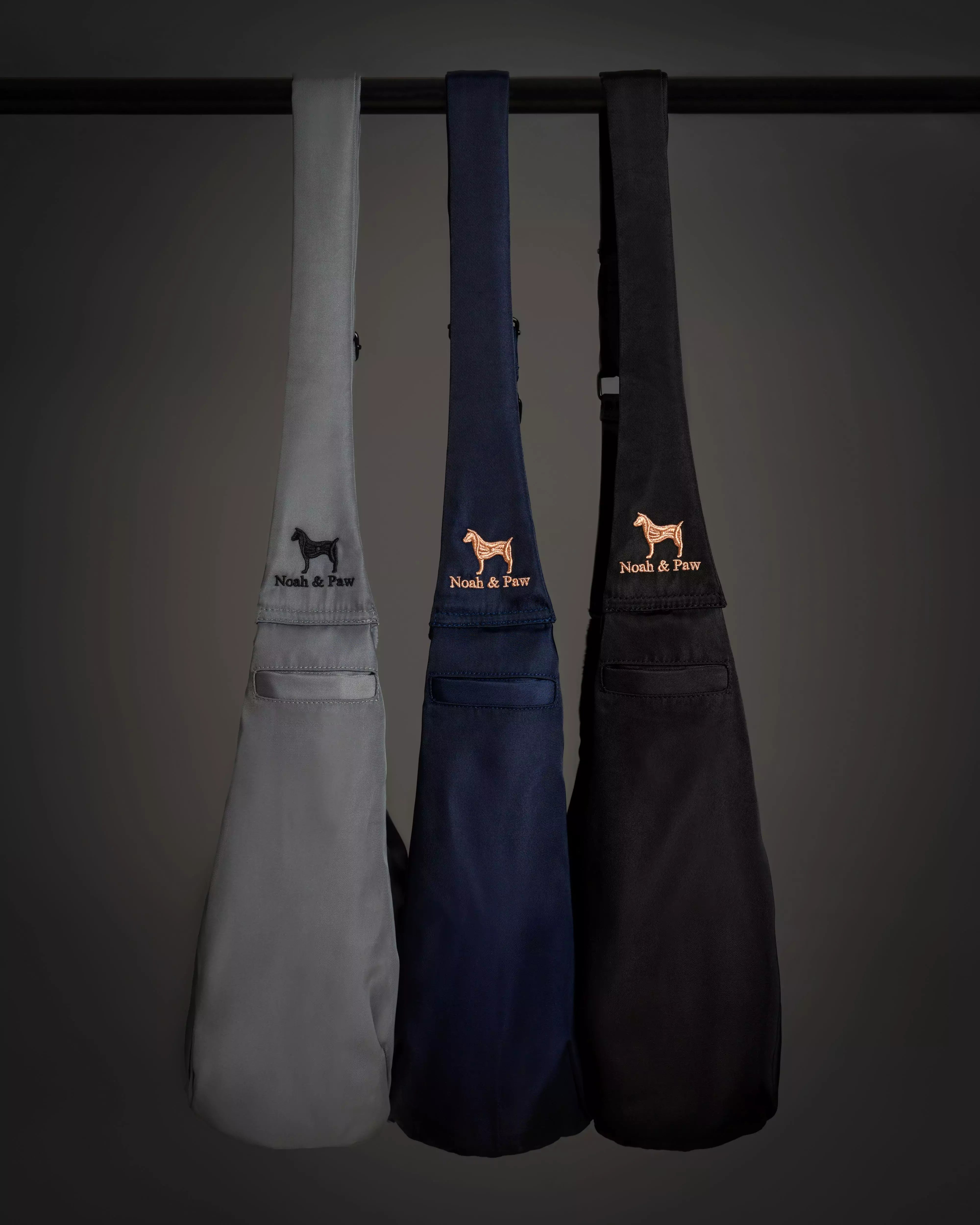 Premium Twill Pet sling Carrier, Snap Style, Black