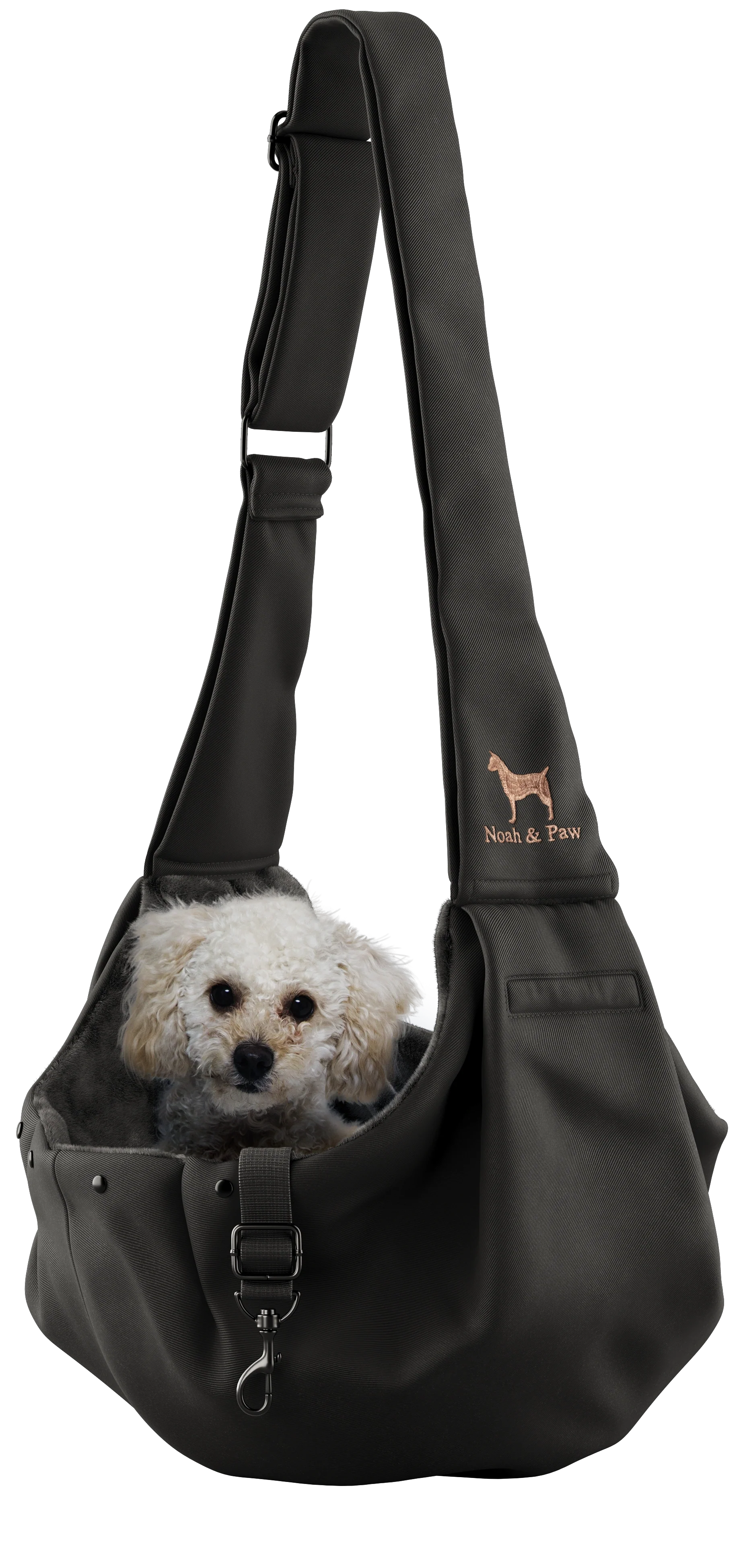 Snap Style Dog Sling Carrier - Black Twill