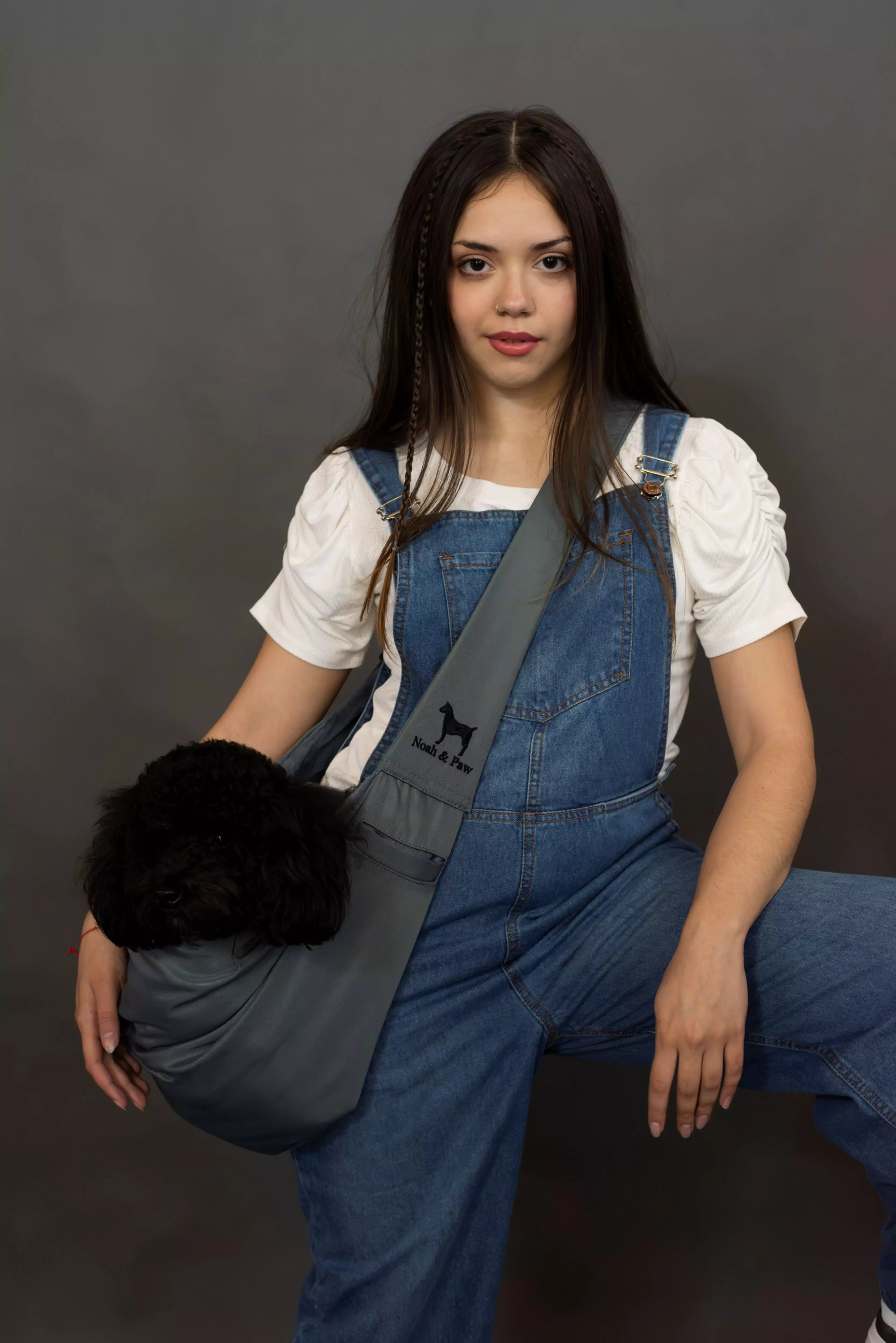 Premium Twill Pet sling Carrier, Snap Style, Black