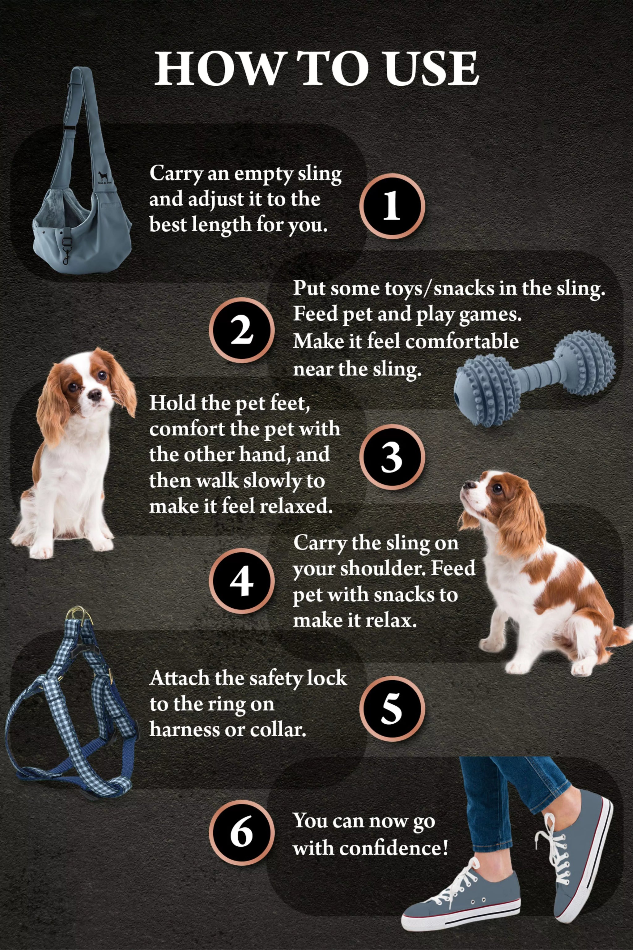 Premium Twill Pet sling Carrier, Snap Style, Black