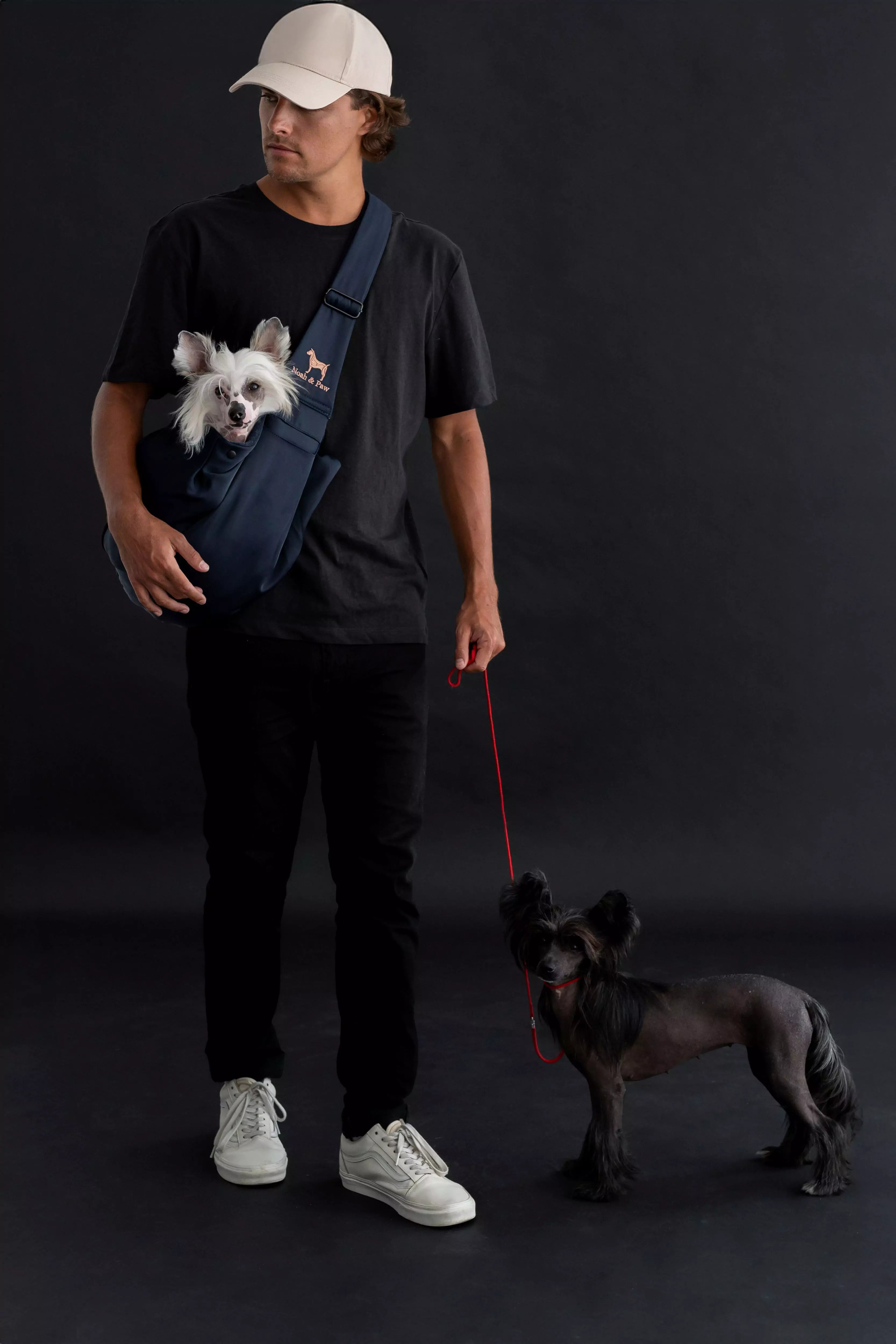 Premium Twill Pet sling Carrier, Snap Style, Black