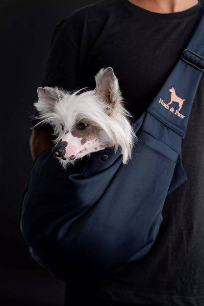Premium Twill Pet sling Carrier, Snap Style, Black