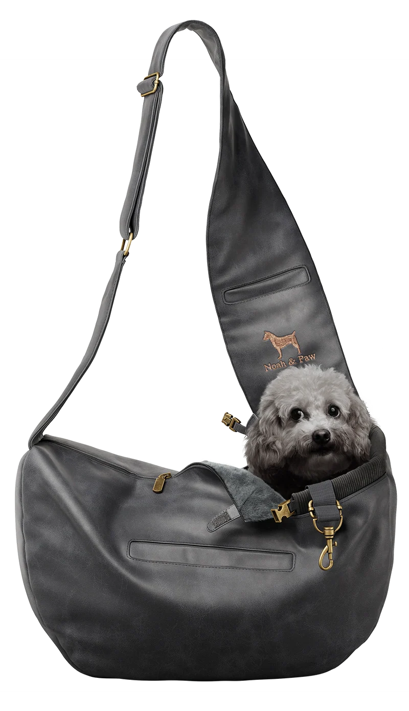 Vegan Leather Pet sling Carrier 3x Safety