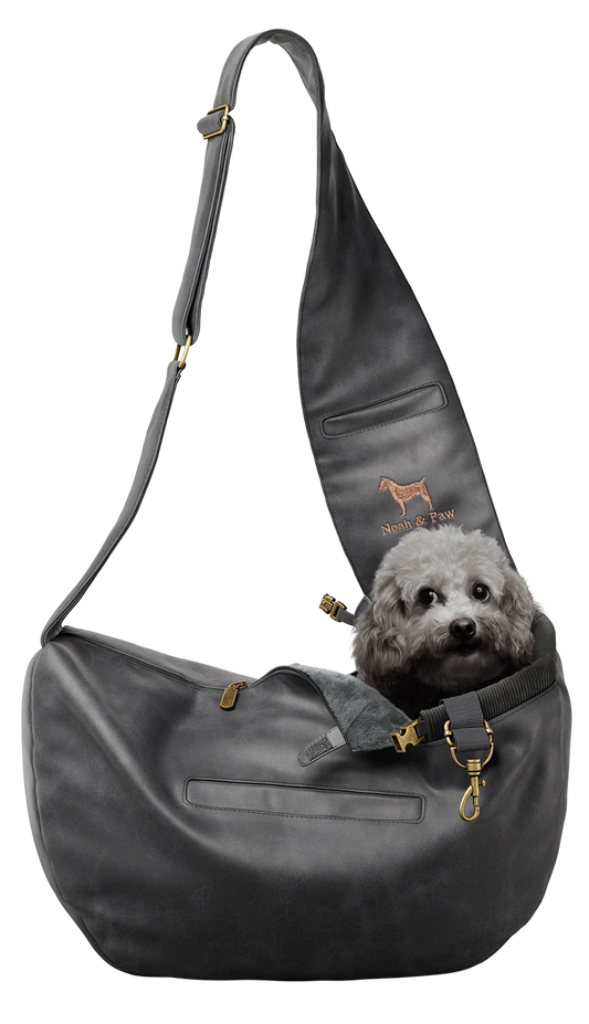 Vegan Leather Pet sling Carrier 3x Safety