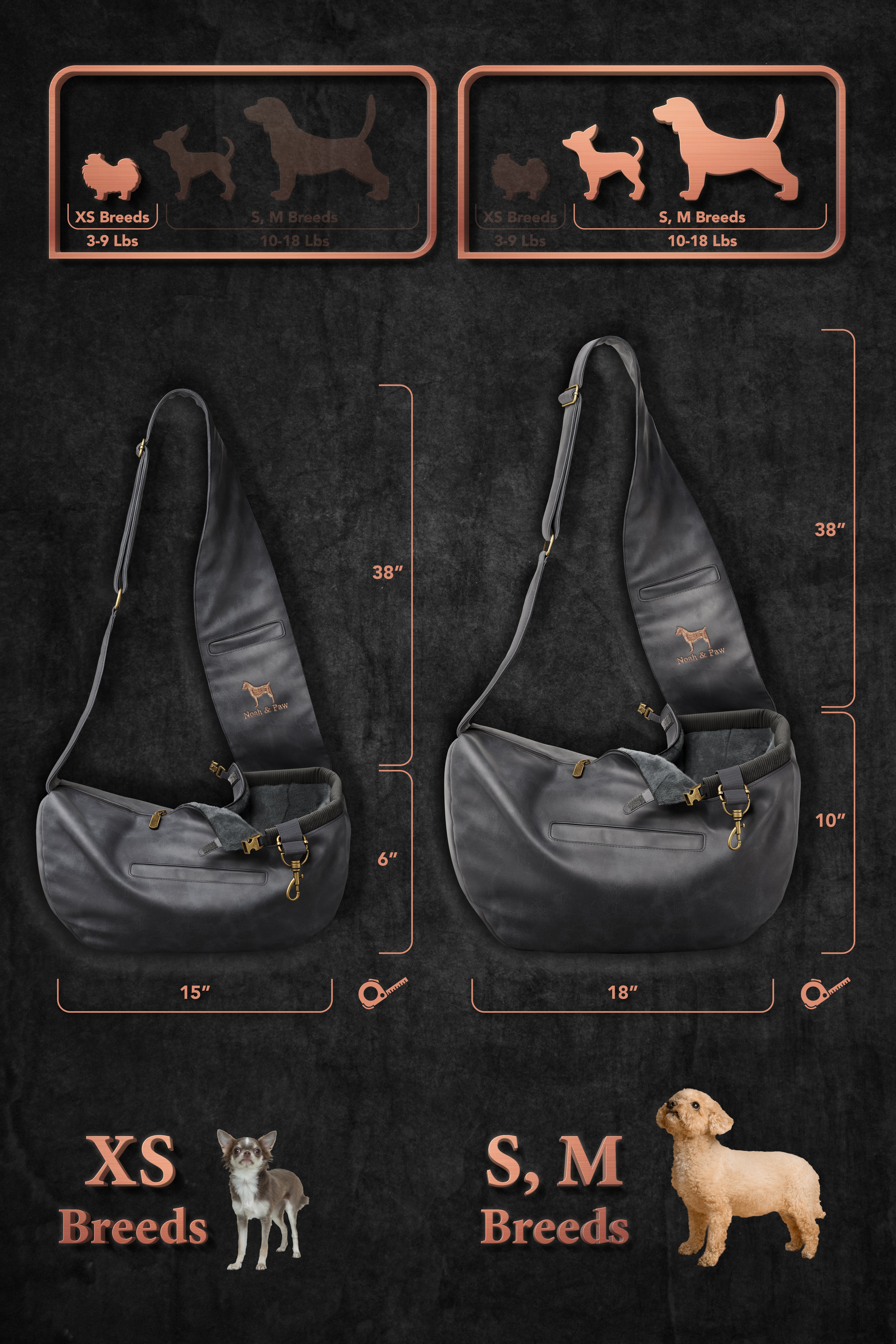 Vegan Leather Pet sling Carrier 3x Safety