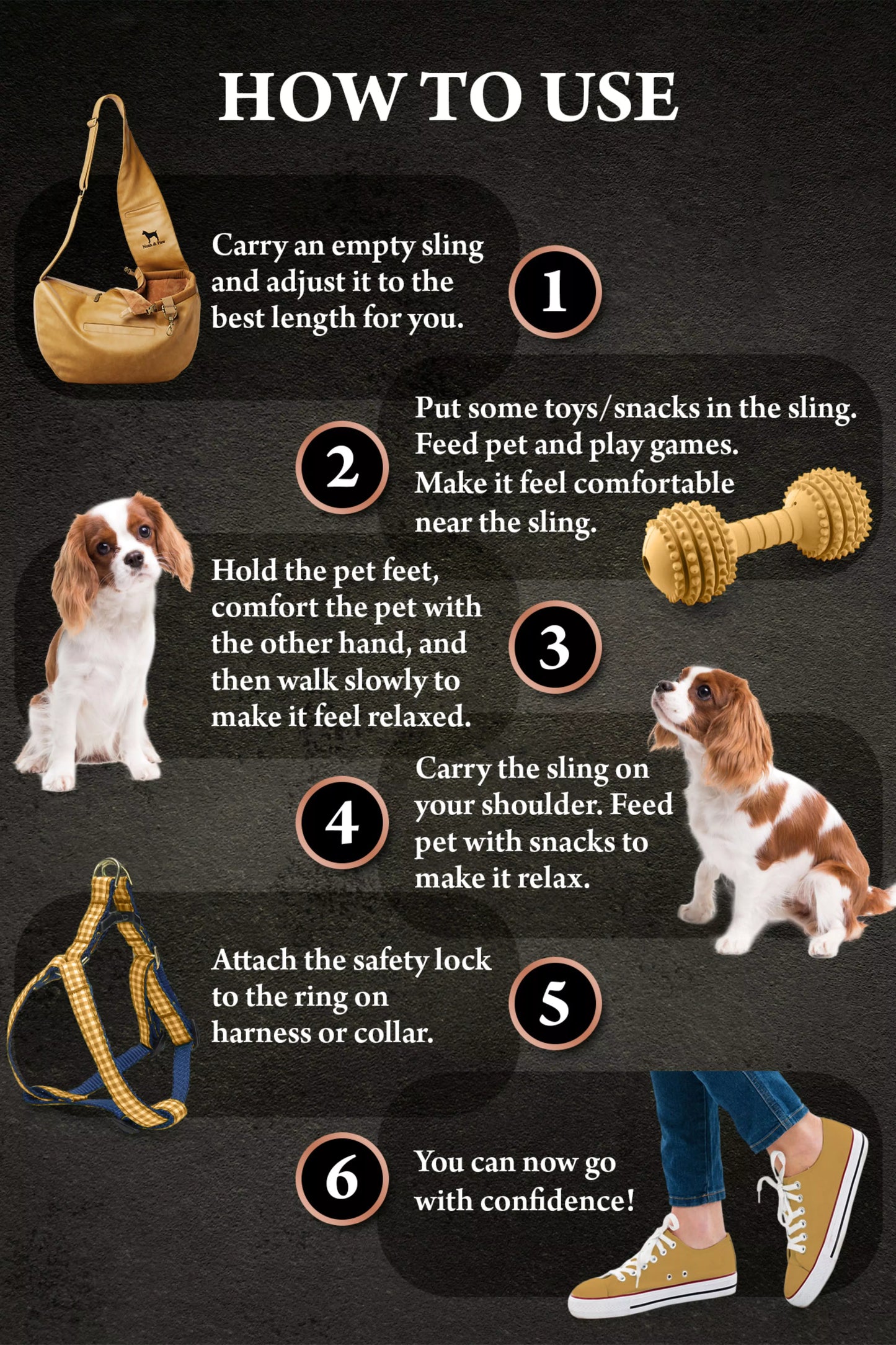 Vegan Leather Pet sling Carrier 3x Safety