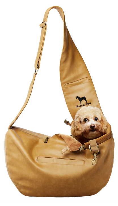 Zipper Style Dog Sling Carrier - Camel