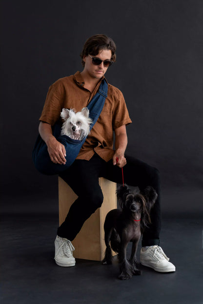 Premium Denim Pet sling Carrier 3x Safety