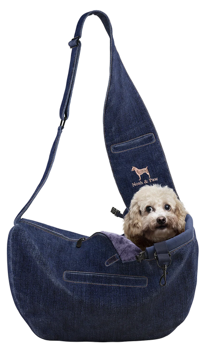 Zipper Style Dog Sling Carrier - Dark Blue Denim