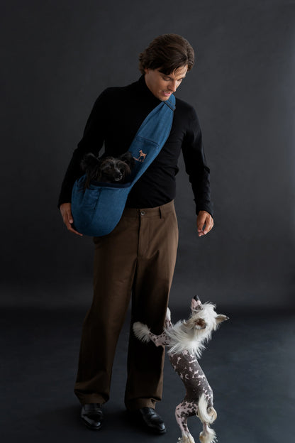 Premium Denim Pet sling Carrier 3x Safety