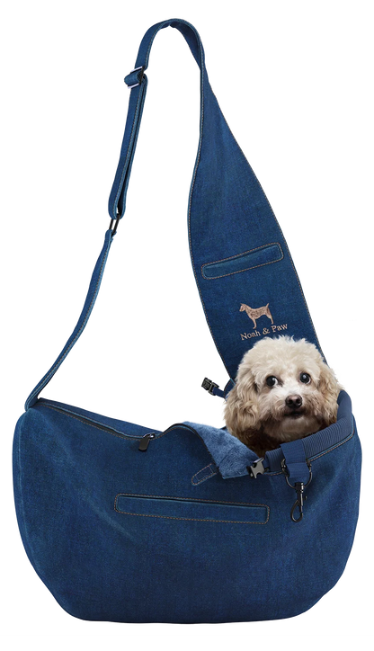Zipper Style Dog Sling Carrier - Light Blue Denim