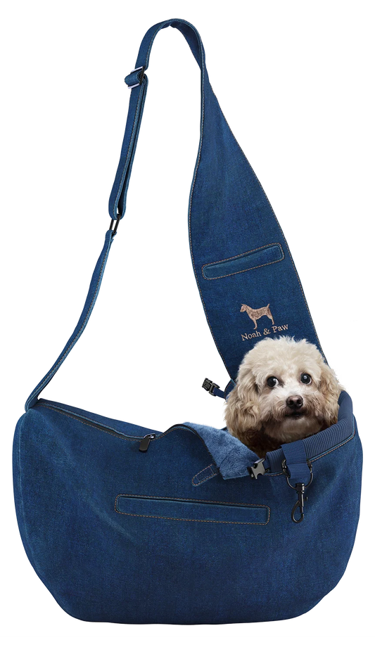 Zipper Style Dog Sling Carrier - Light Blue Denim