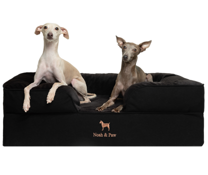 Denim, Orthopedic Pet Bed, Sofa Style - Black - L