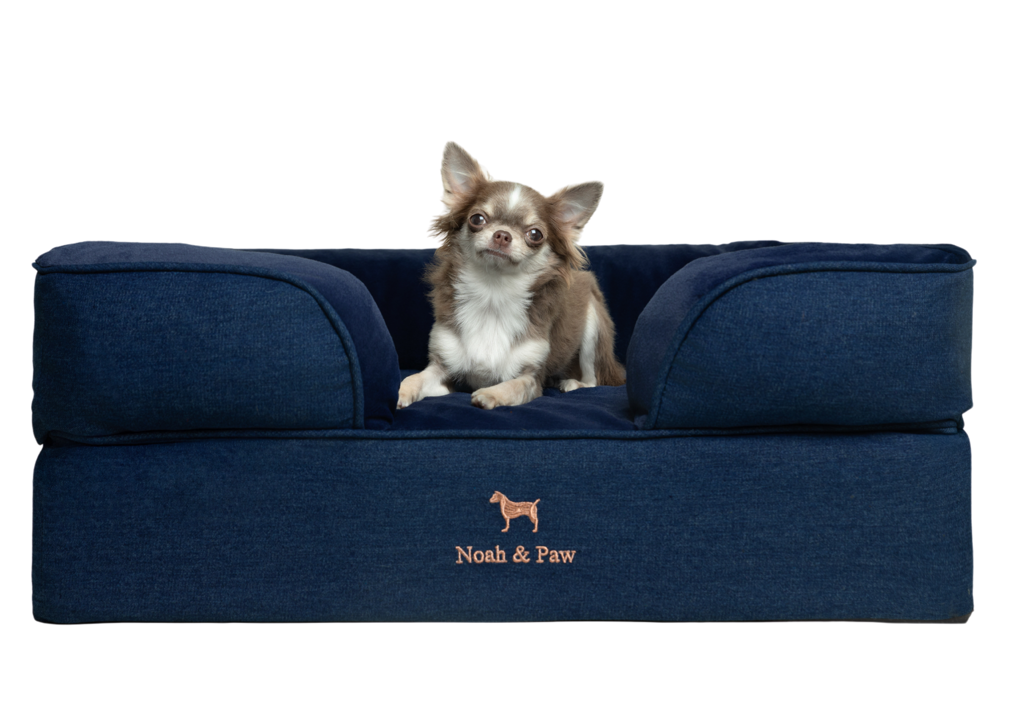 Denim, Orthopedic Pet Bed, Sofa Style - Dark Blue - M