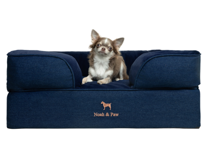 Denim, Orthopedic Pet Bed, Sofa Style - Dark Blue - M
