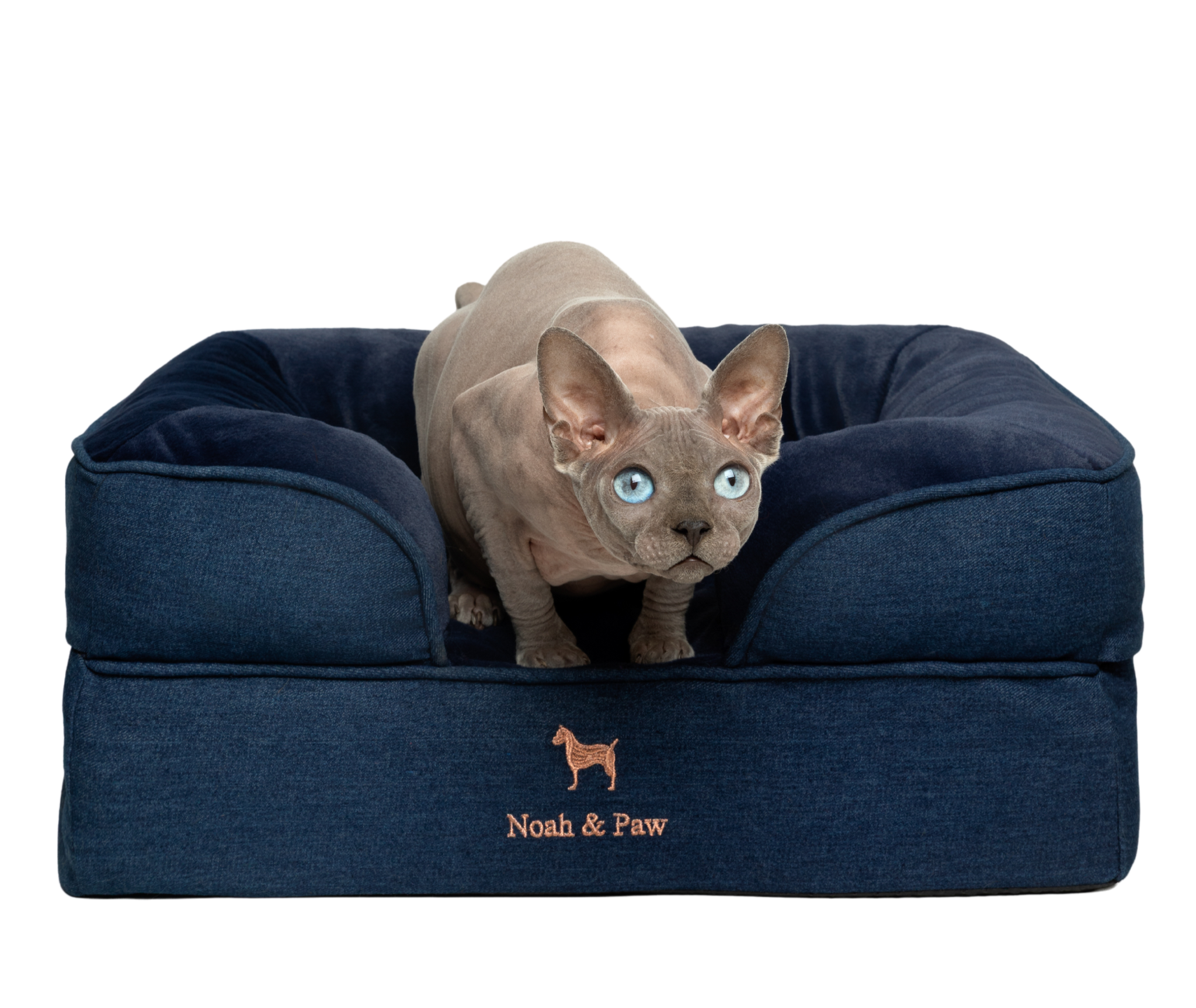 Denim, Orthopedic Pet Bed, Sofa Style - Dark Blue - S