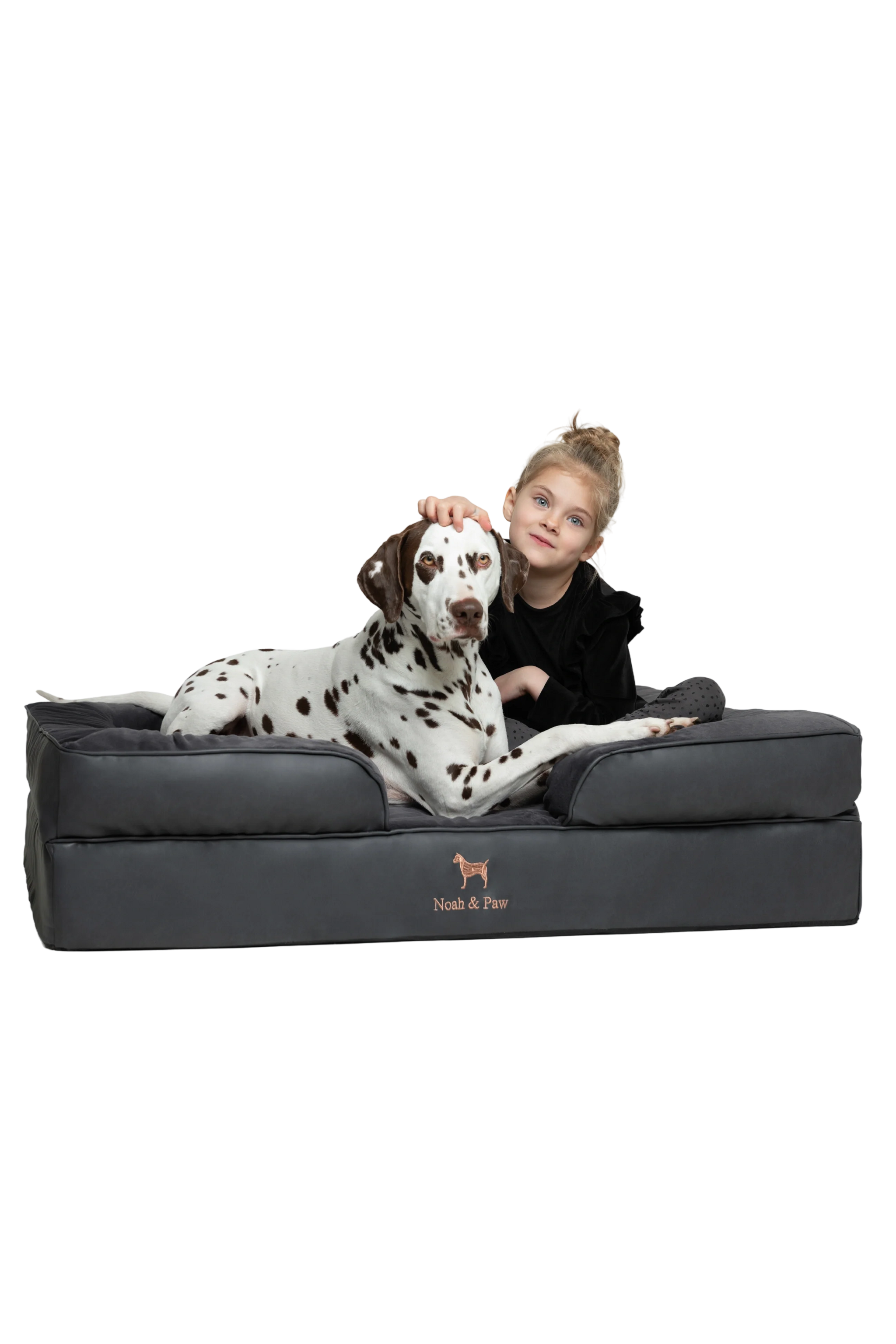 Orthopedic Faux Leather Pet Bed Sofa Style - Black - XL