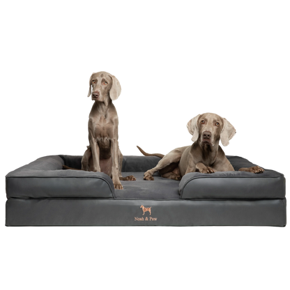 Orthopedic Faux Leather Pet Bed Sofa Style - Black - XXL