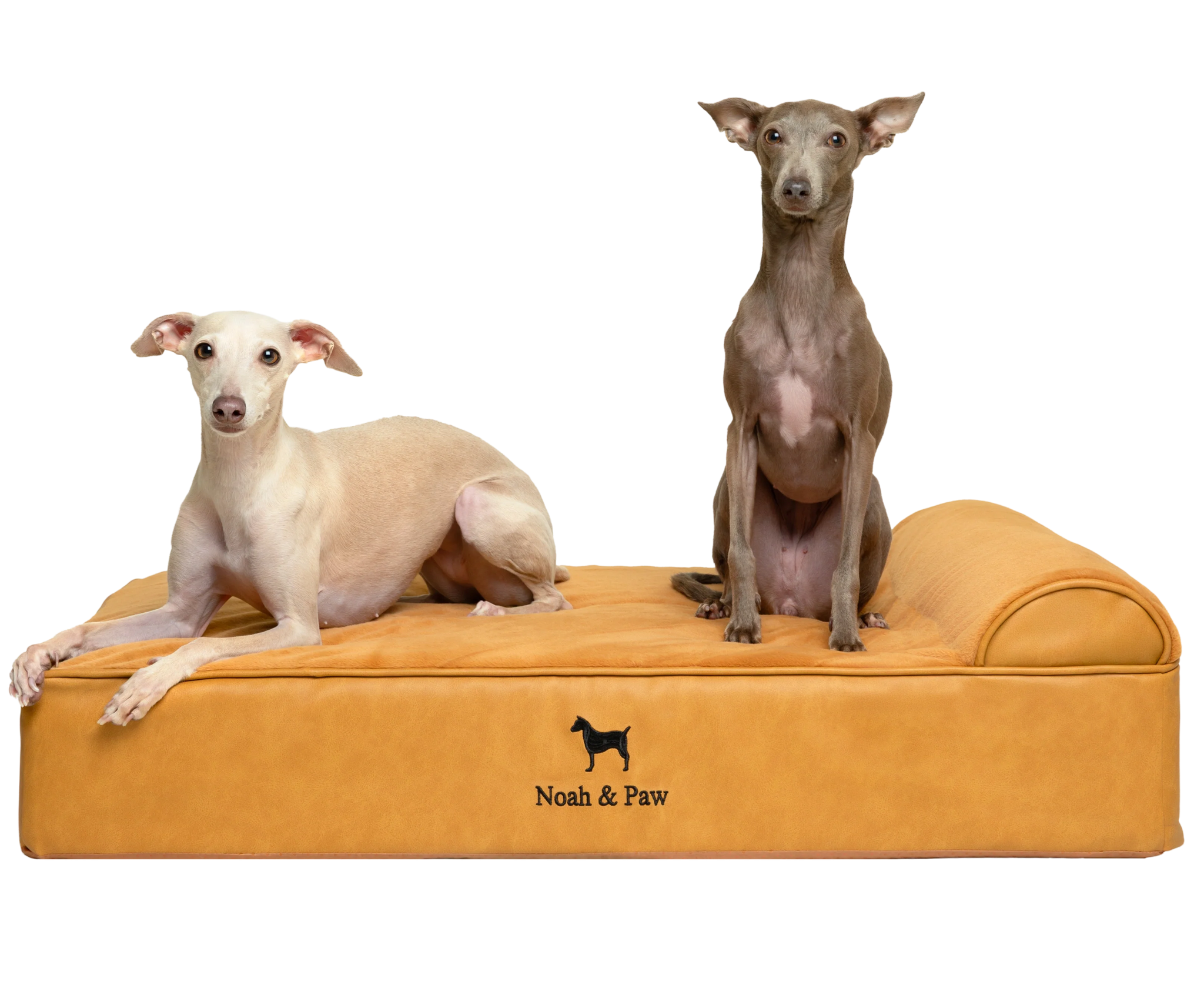 Orthopedic Faux Leather Pet Bed Sofa Style - Camel - L