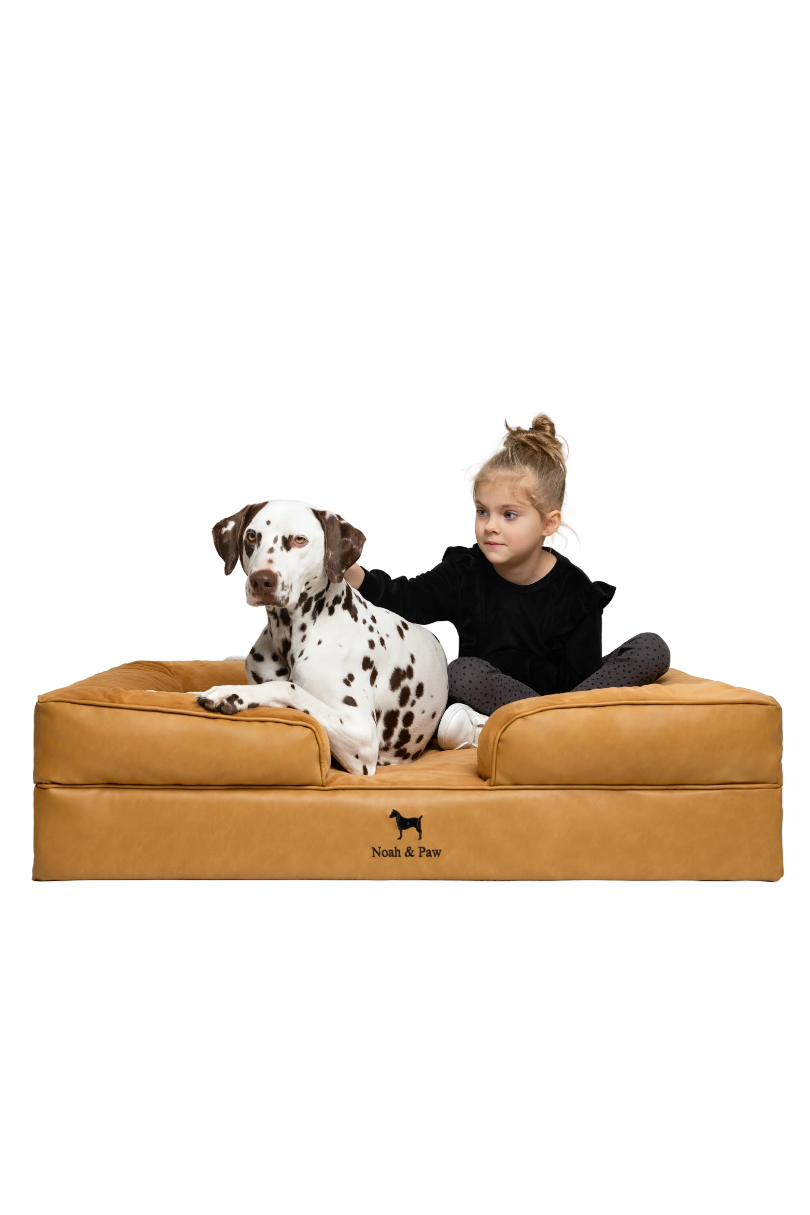 Orthopedic Faux Leather Pet Bed Sofa Style - Camel - XL