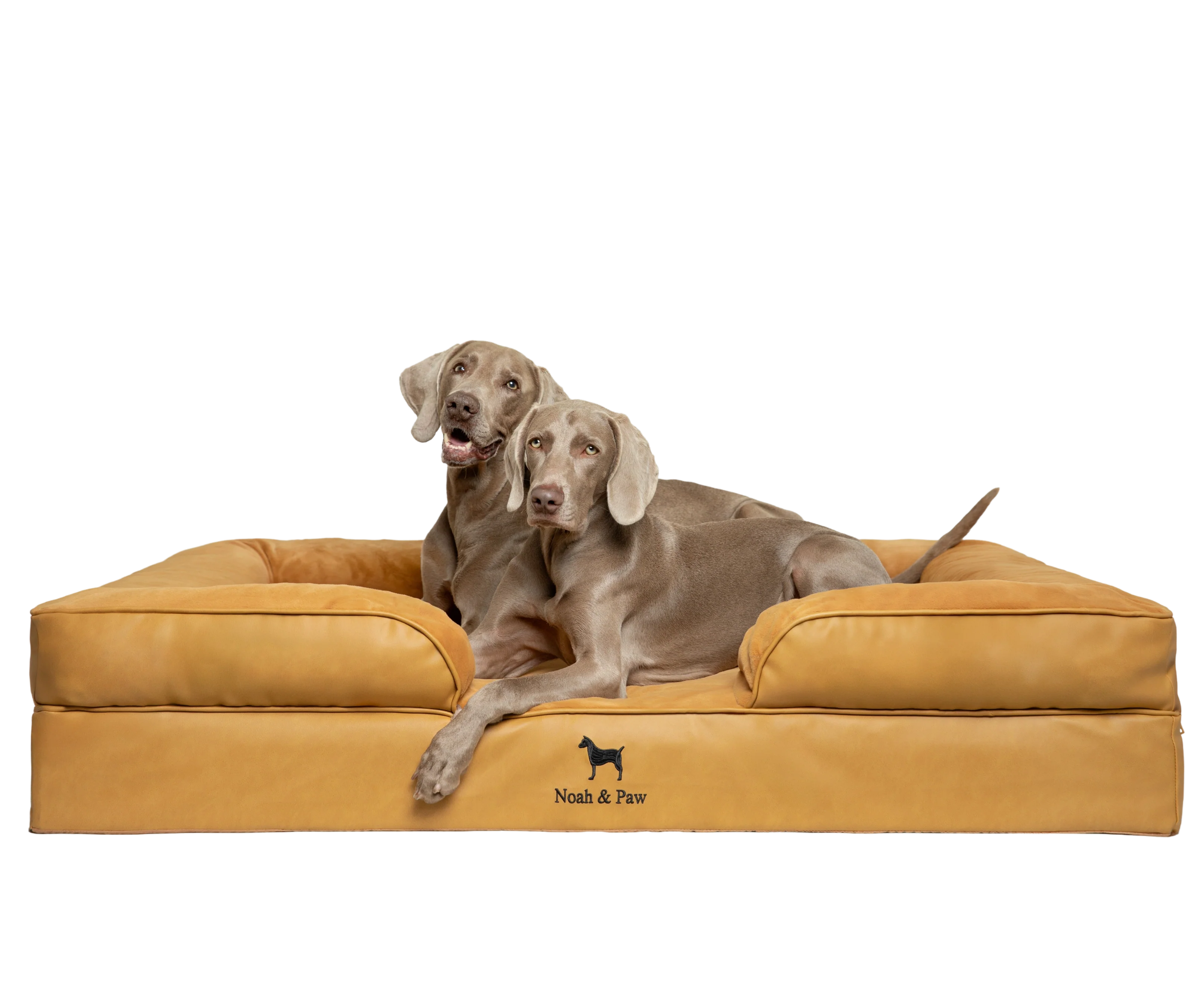 Orthopedic Faux Leather Pet Bed Sofa Style - Camel - XXL