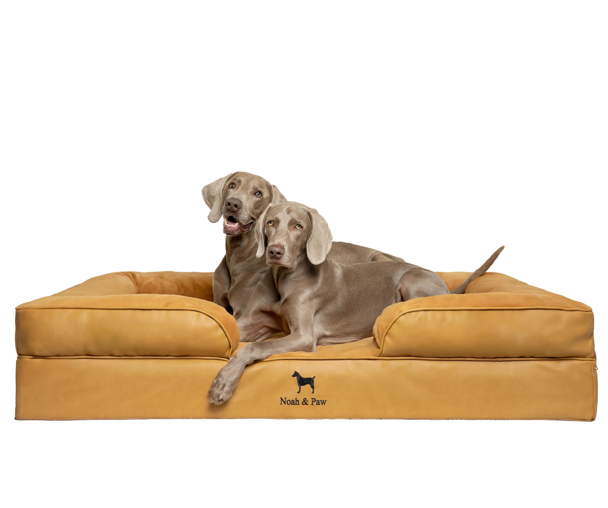 Orthopedic Faux Leather Pet Bed Sofa Style - Camel - XXL