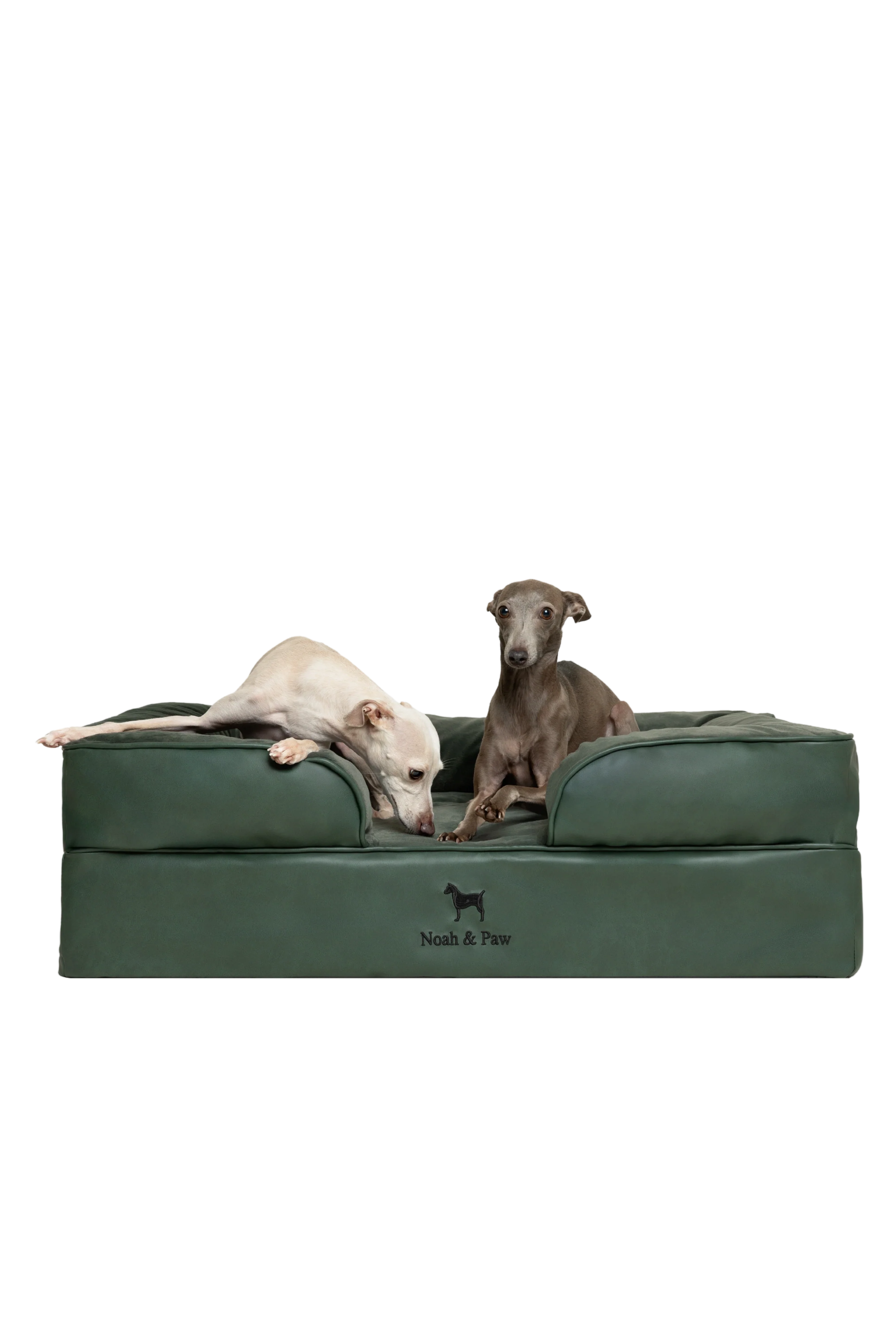 Orthopedic Faux Leather Pet Bed Sofa Style - Dark Green - L