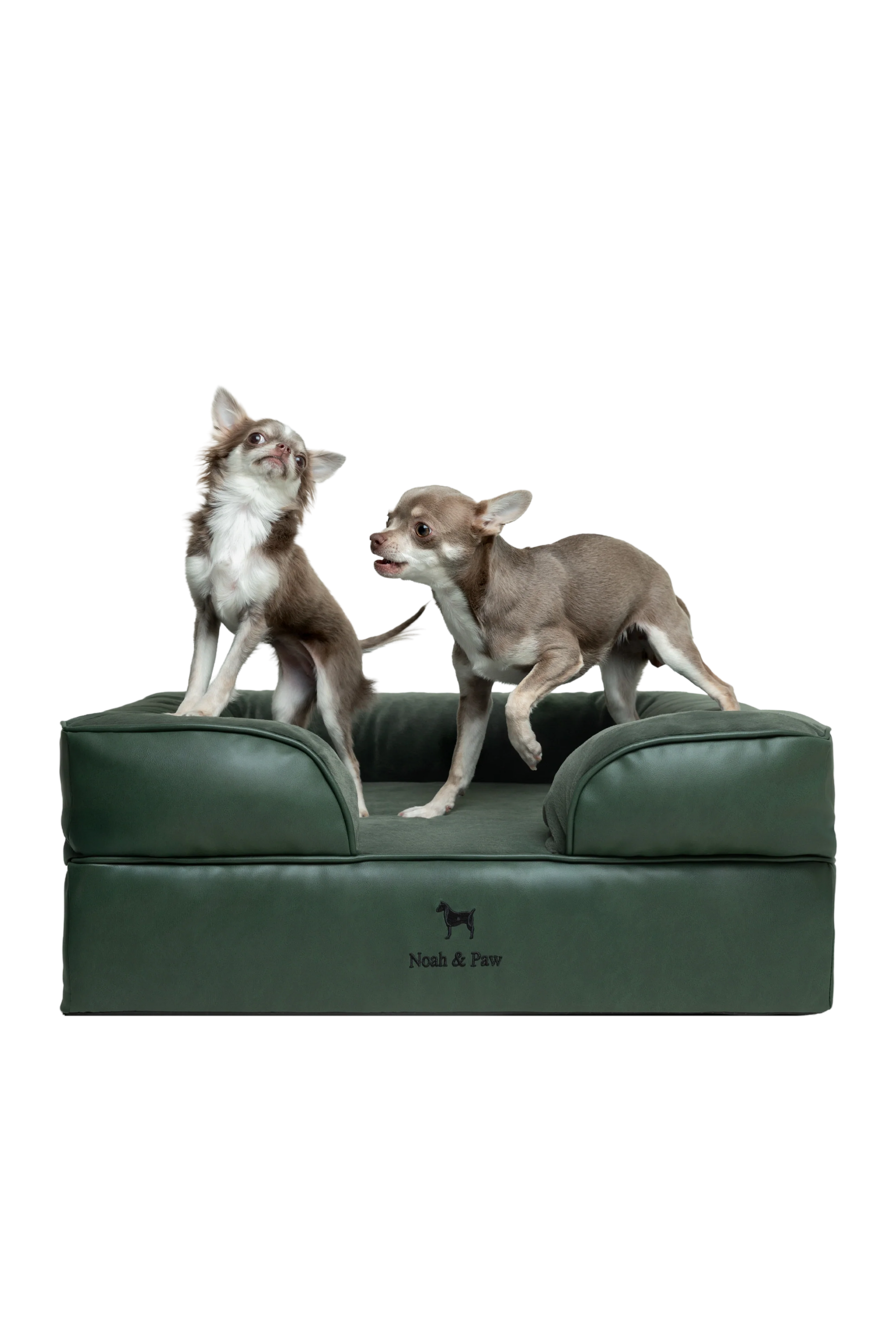 Orthopedic Faux Leather Pet Bed Sofa Style - Dark Green - M