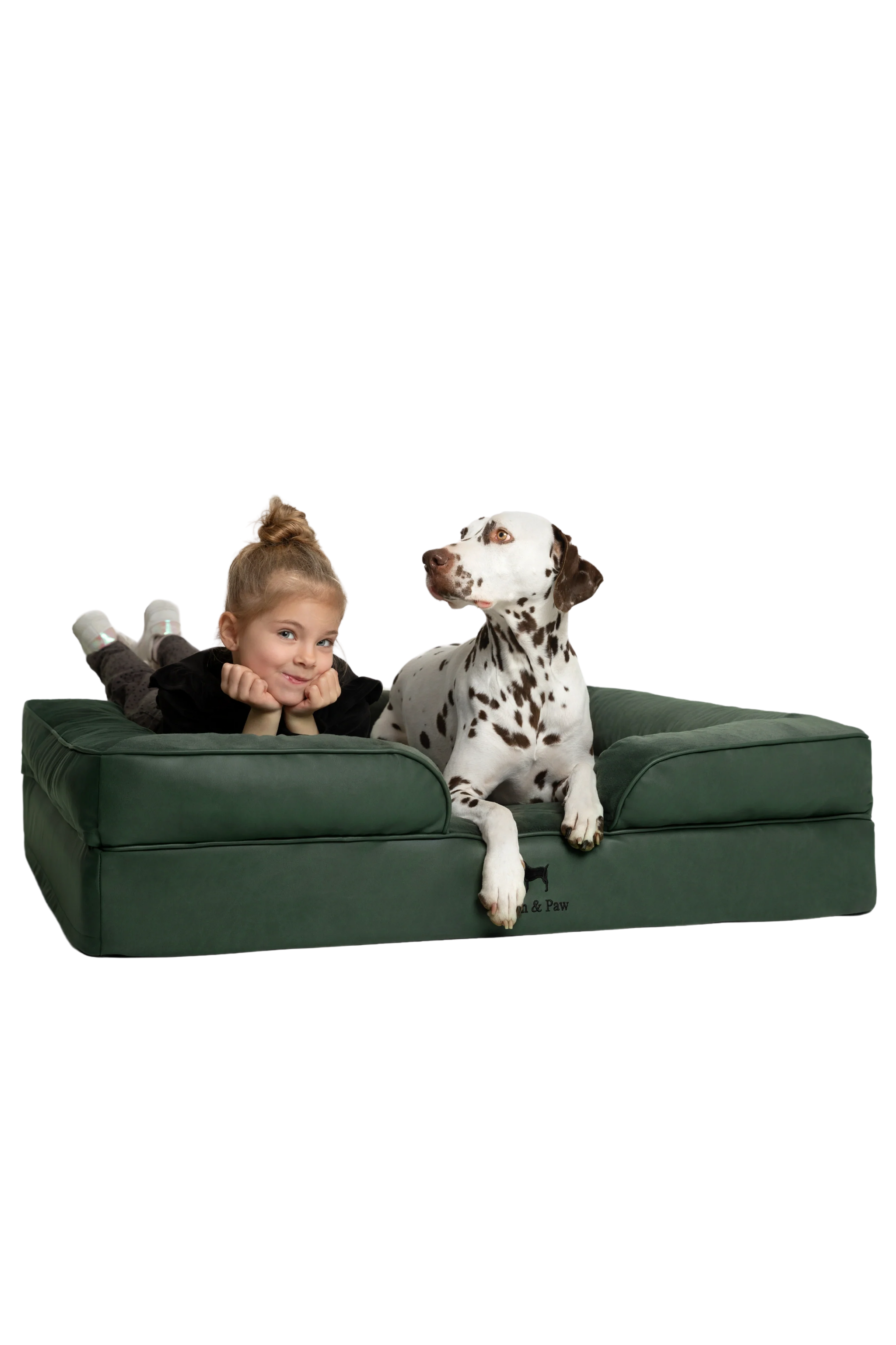 Orthopedic Faux Leather Pet Bed Sofa Style - Dark Green - XL