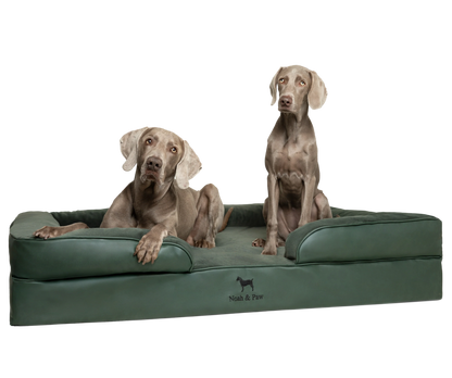 Orthopedic Faux Leather Pet Bed Sofa Style - Dark Green - XXL