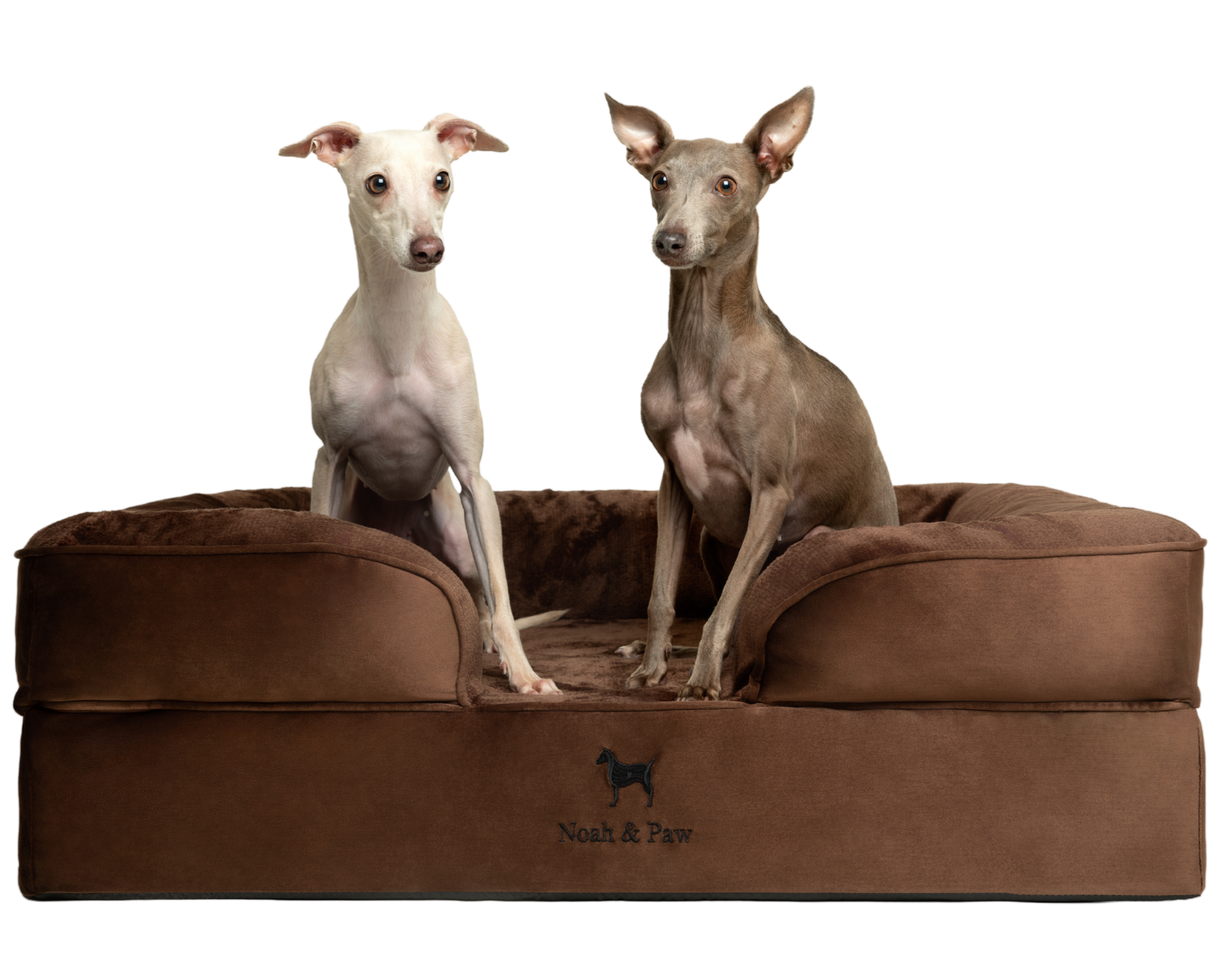 Velvet, Orthopedic Pet Bed, Sofa Style - Brown - L