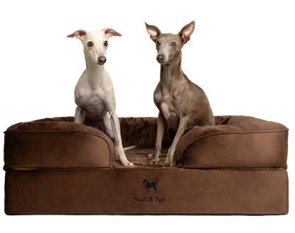 Velvet, Orthopedic Pet Bed, Sofa Style - Brown - L