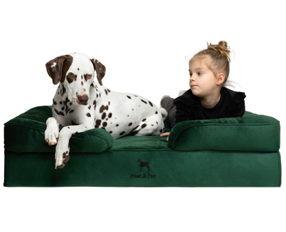 Velvet, Orthopedic Pet Bed, Sofa Style - Dark Green - XL