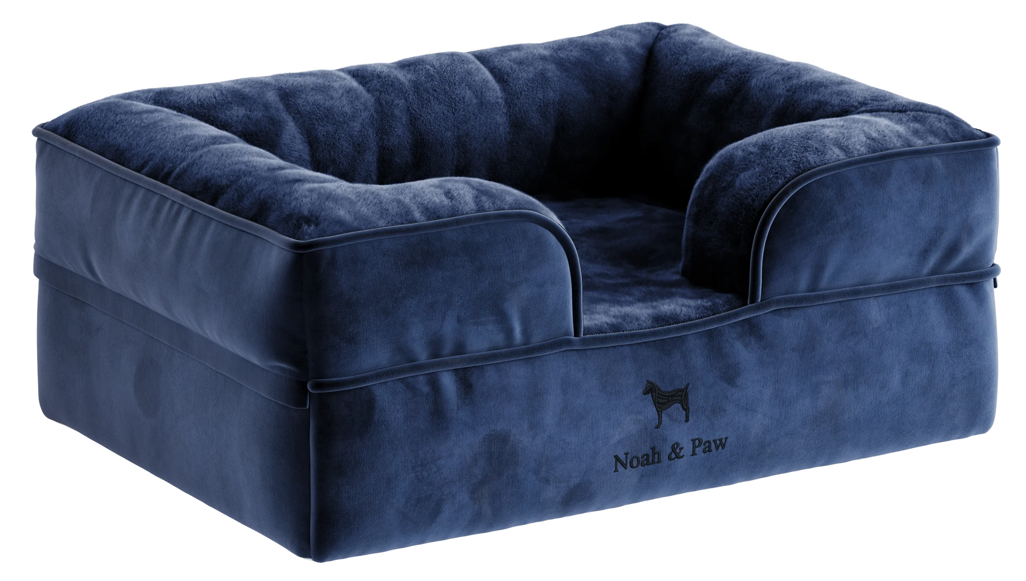 Velvet, Orthopedic Pet Bed, Sofa Style - Navy Blue - S
